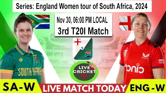 South Africa Women vs England Women, 3rd T20I  Match Live Cricket Score